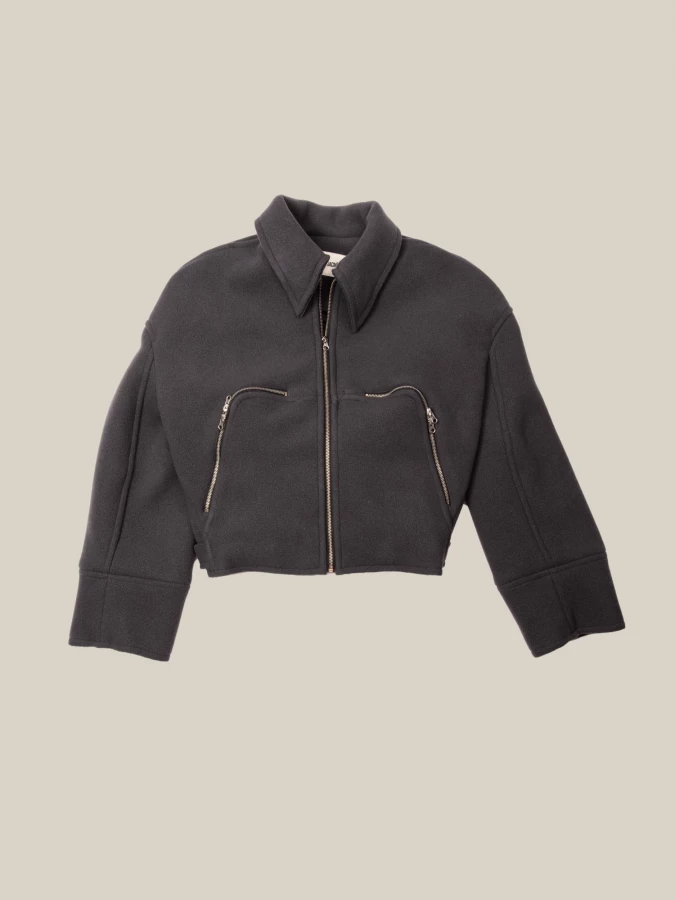 Grey 'Marty' Boxy Wool Jacket