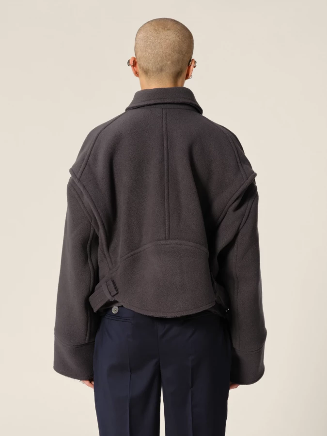 Giacca Grigia 'Marty' con colletto in lana