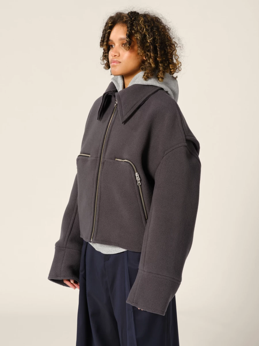 Grey 'Marty' Boxy Wool Jacket