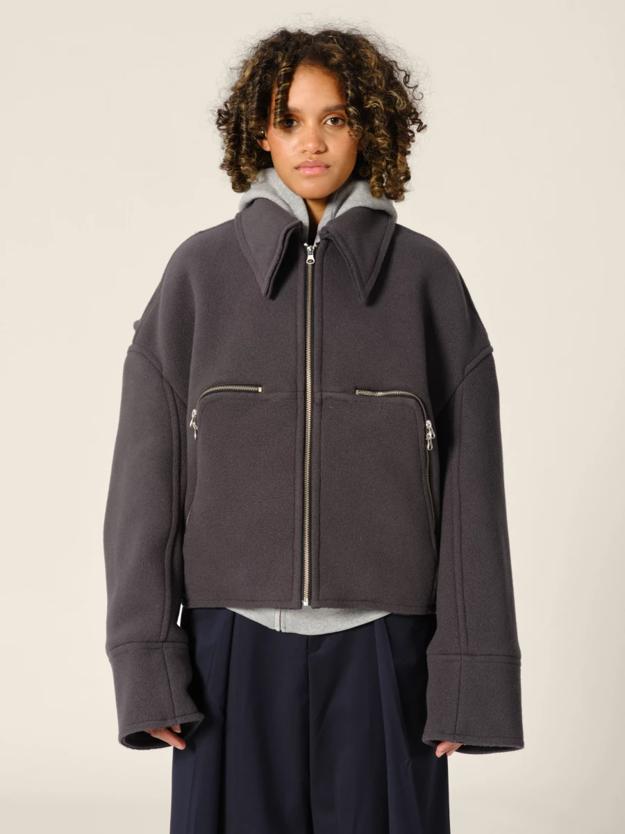 Grey 'Marty' Boxy Wool Jacket