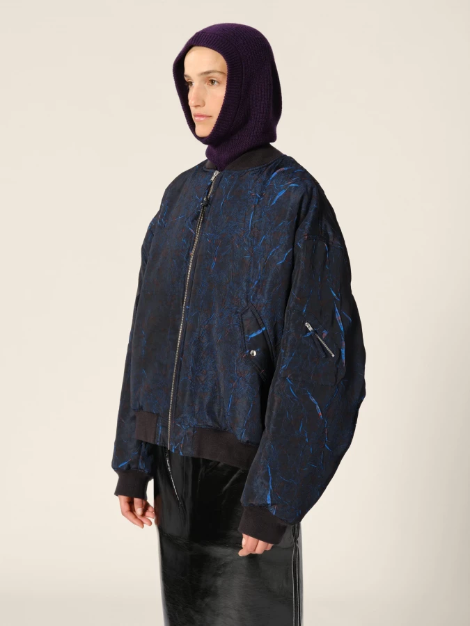 Bomber Stampa Blu 'Macks' Oversized Imbottito
