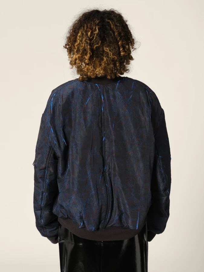 Bomber Stampa Blu 'Macks' Oversized Imbottito