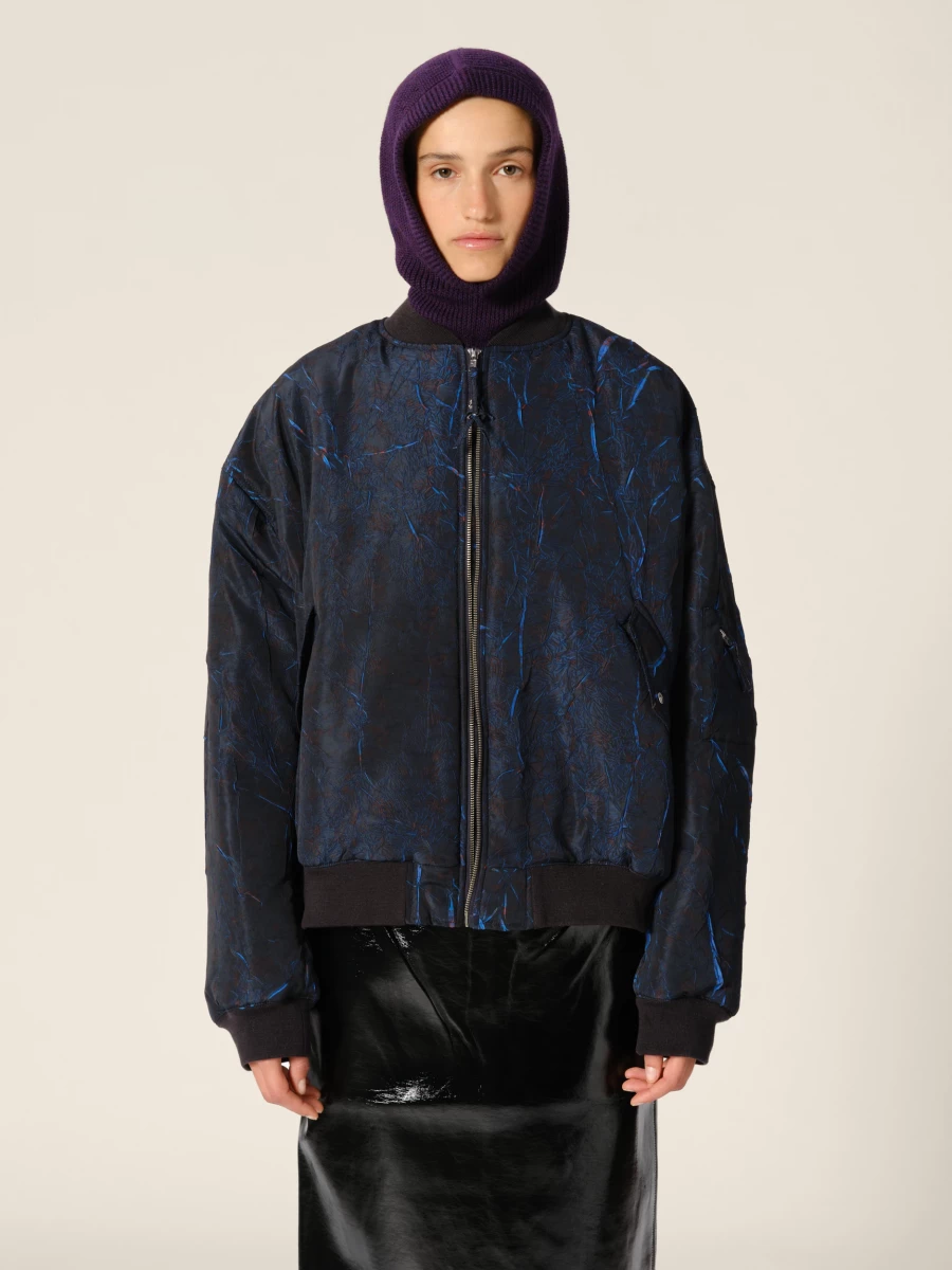 Bomber Stampa Blu 'Macks' Oversized Imbottito