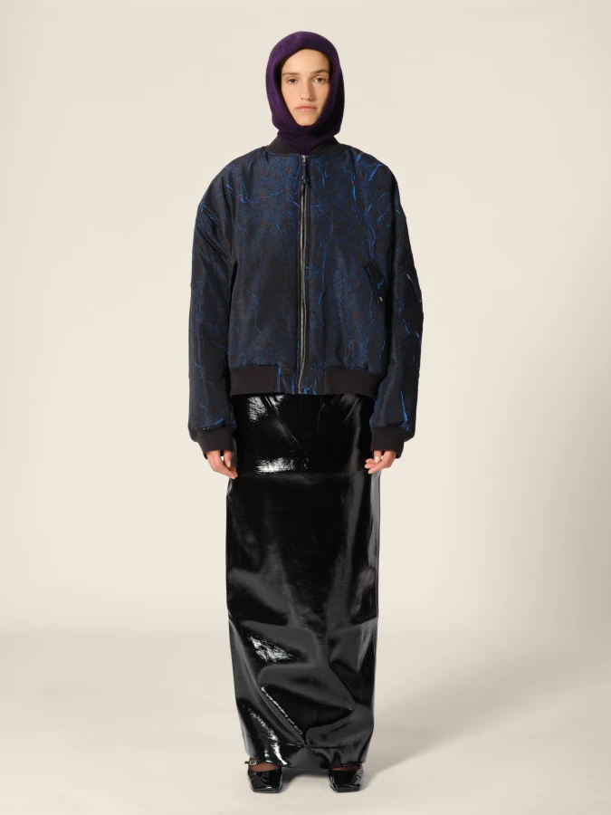 Bomber Stampa Blu 'Macks' Oversized Imbottito