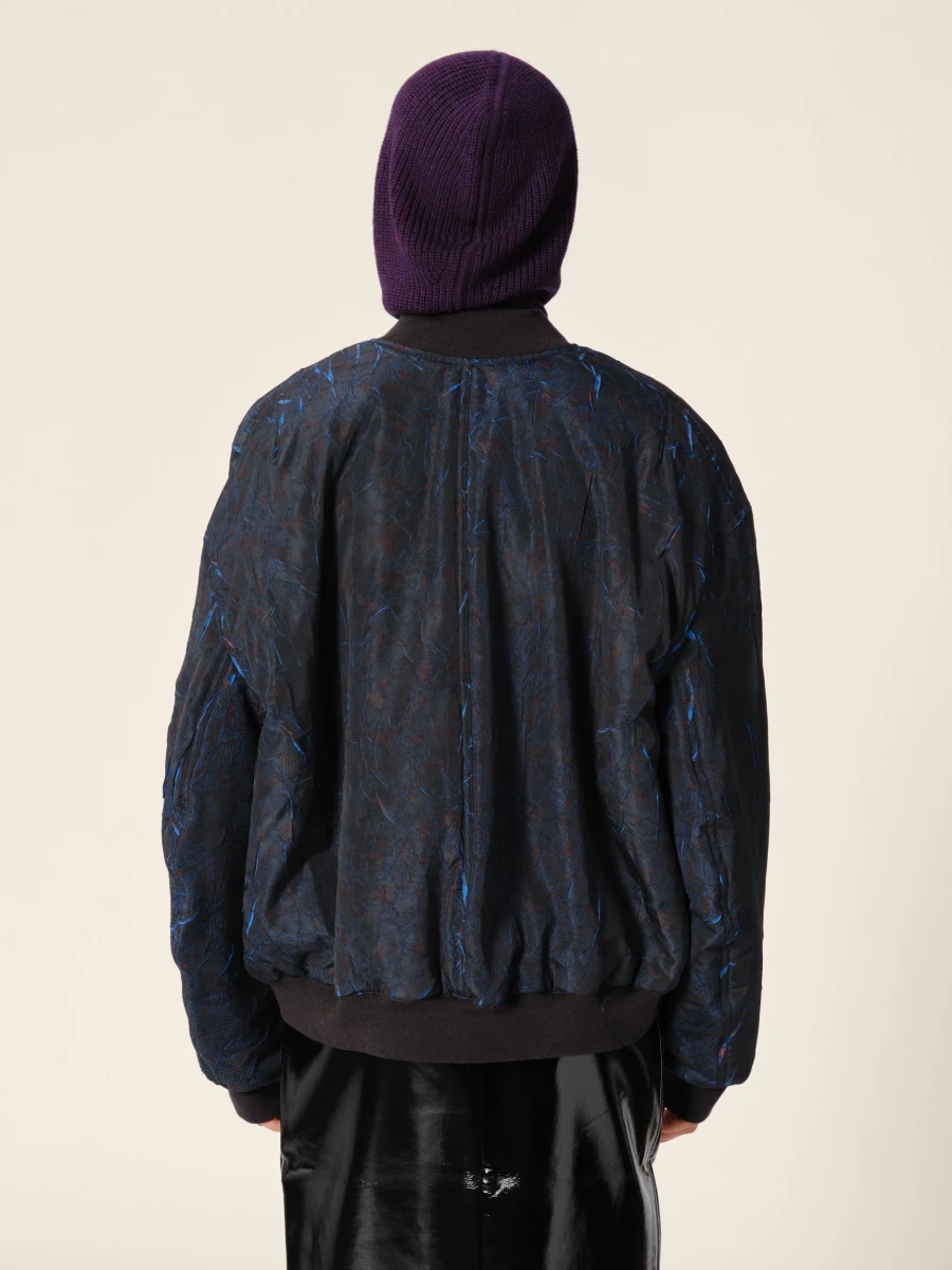 Bomber Stampa Blu 'Macks' Oversized Imbottito