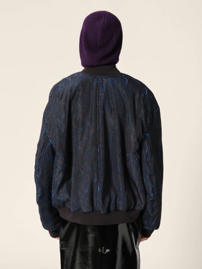 Bomber Stampa Blu 'Macks' Oversized Imbottito