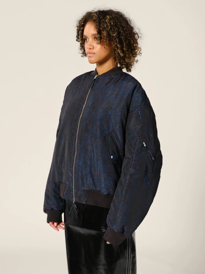 Bomber Stampa Blu 'Macks' Oversized Imbottito