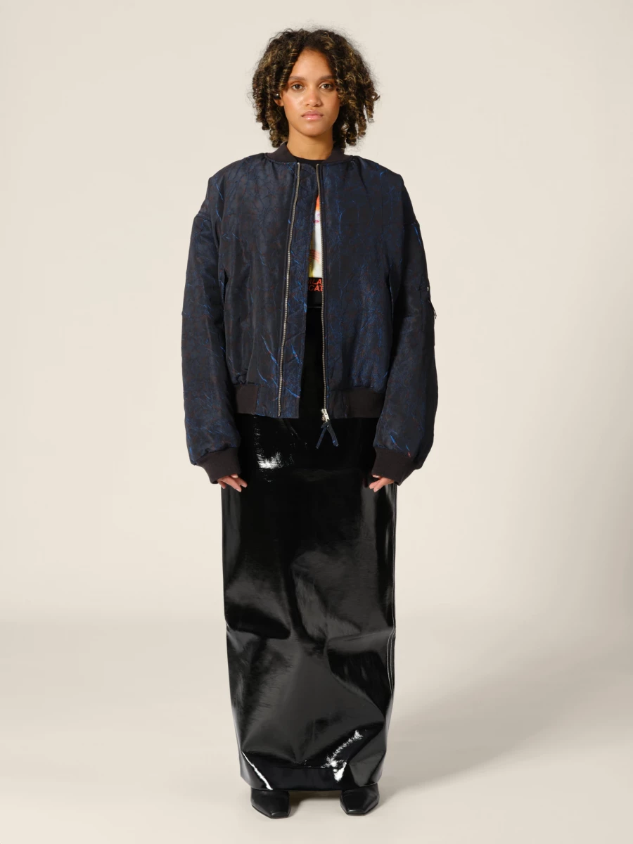 Bomber Stampa Blu 'Macks' Oversized Imbottito