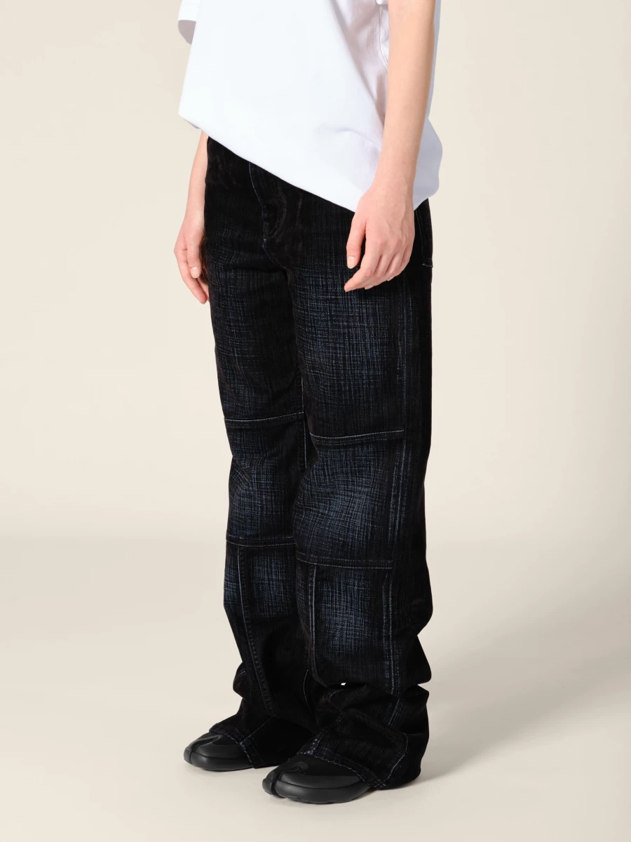 Dark Blue 'Palerma' Biker Velvet Denim Jeans