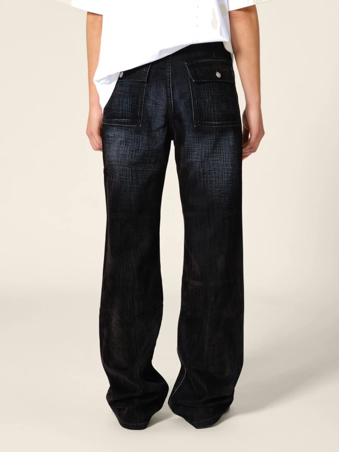 Jeans Blu Scuro 'Palerma' Biker a gamba dritta in denim di velluto