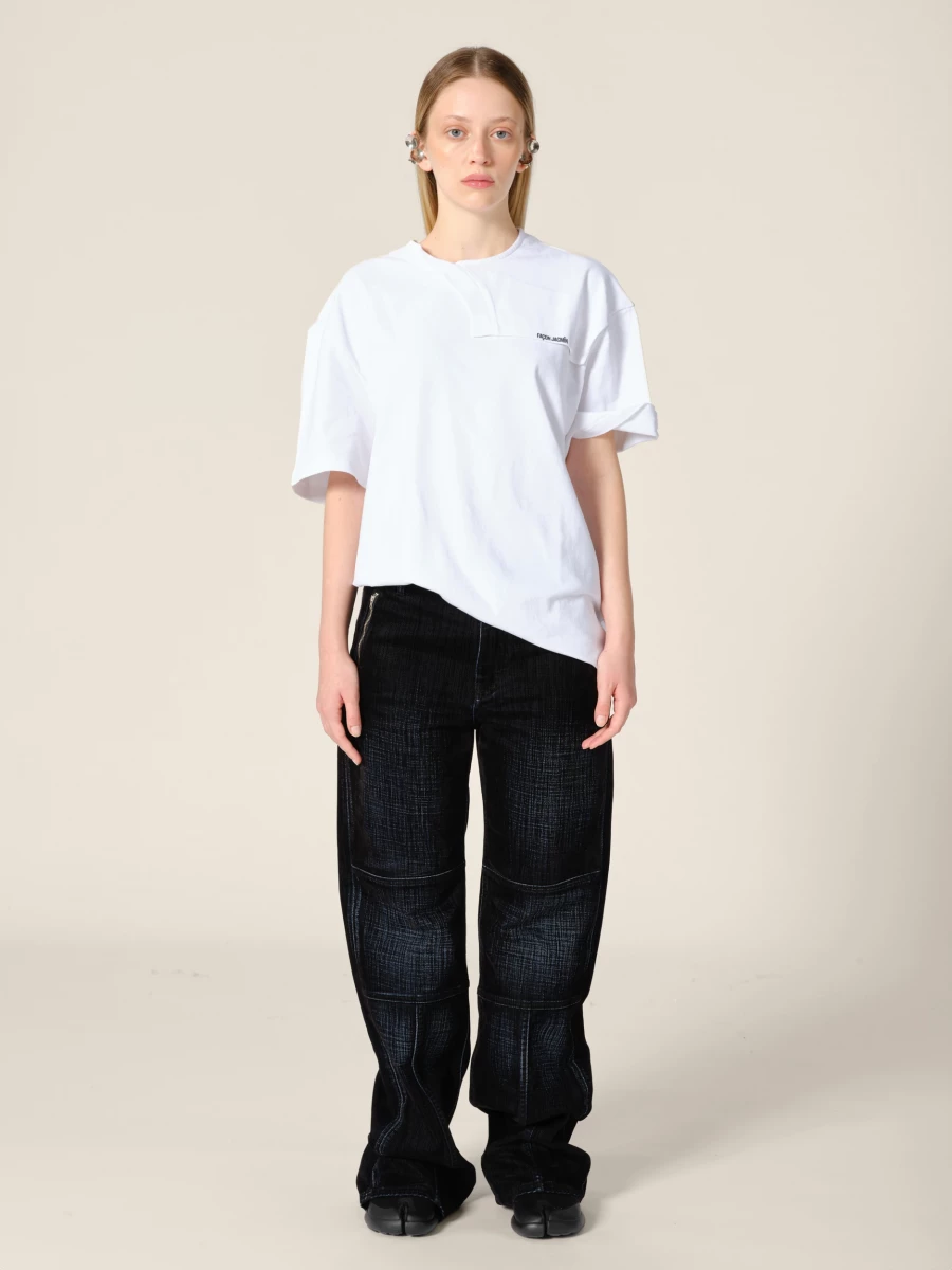 Dark Blue 'Palerma' Biker Velvet Denim Jeans