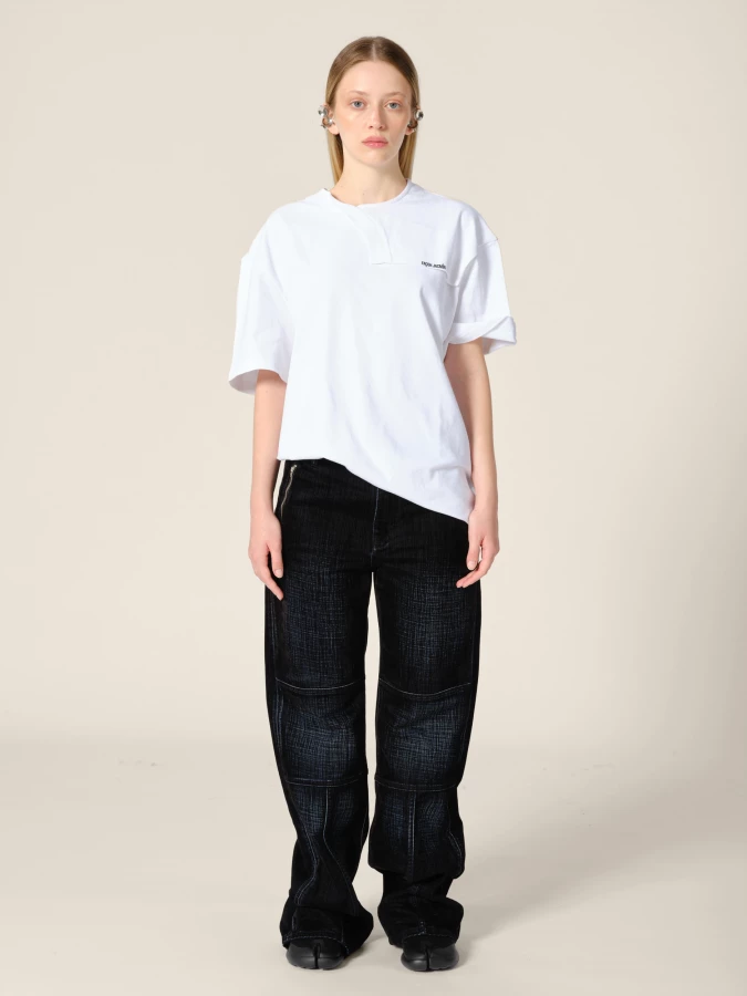 Jeans Blu Scuro 'Palerma' Biker a gamba dritta in denim di velluto