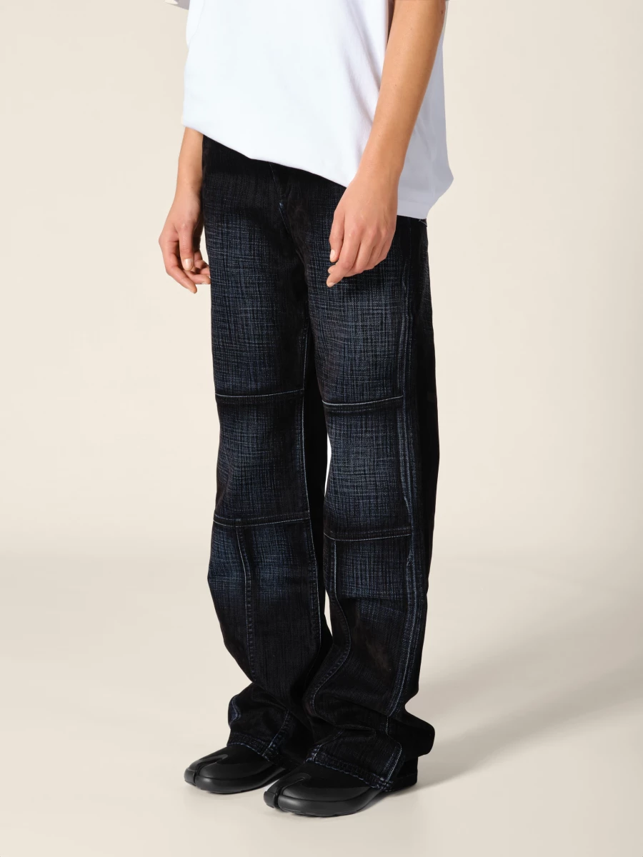 Jeans Blu Scuro 'Palerma' Biker a gamba dritta in denim di velluto