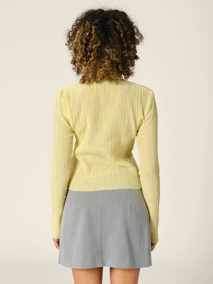 Camicia Gialla 'Chelby' Plissettata Semi-Trasparente