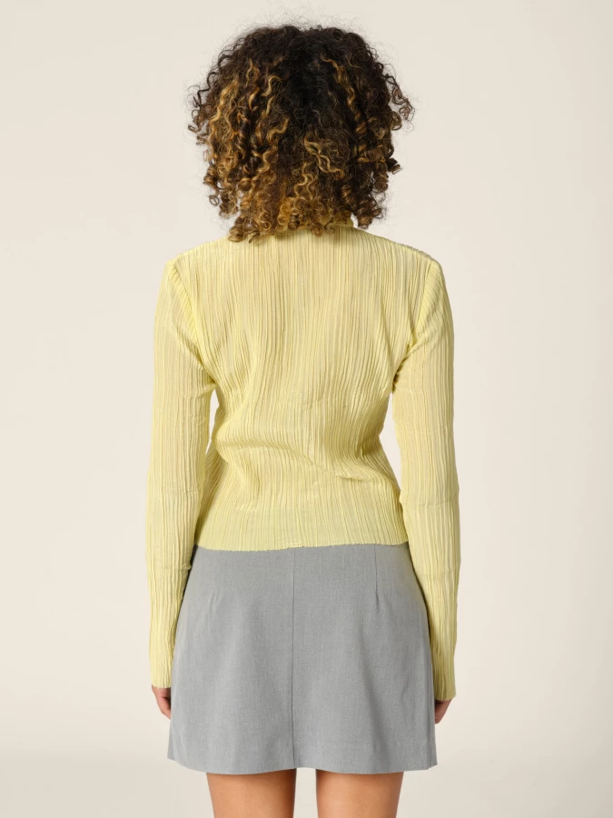 Yellow 'Chelby' Semi-Transaperent Pleated Shirt