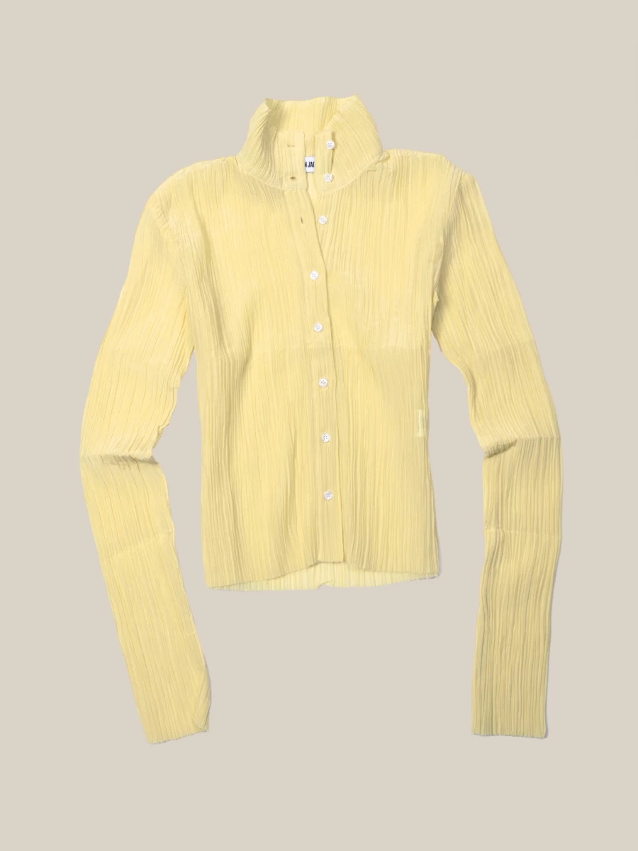 Yellow 'Chelby' Semi-Transaperent Pleated Shirt