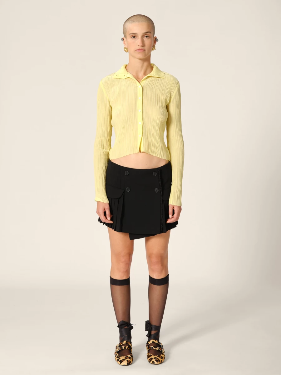 Camicia Gialla 'Chelby' Plissettata Semi-Trasparente