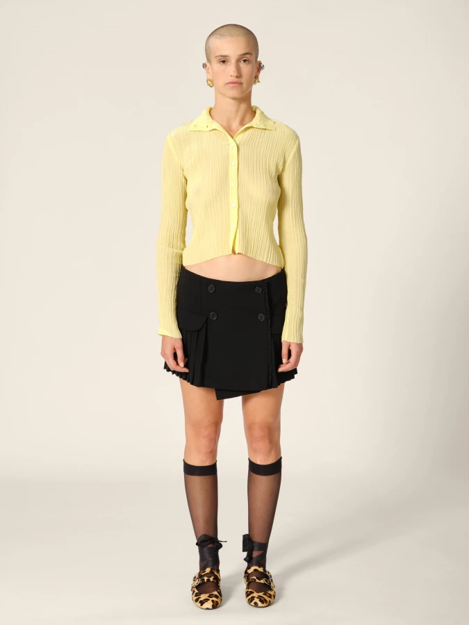 Camicia Gialla 'Chelby' Plissettata Semi-Trasparente