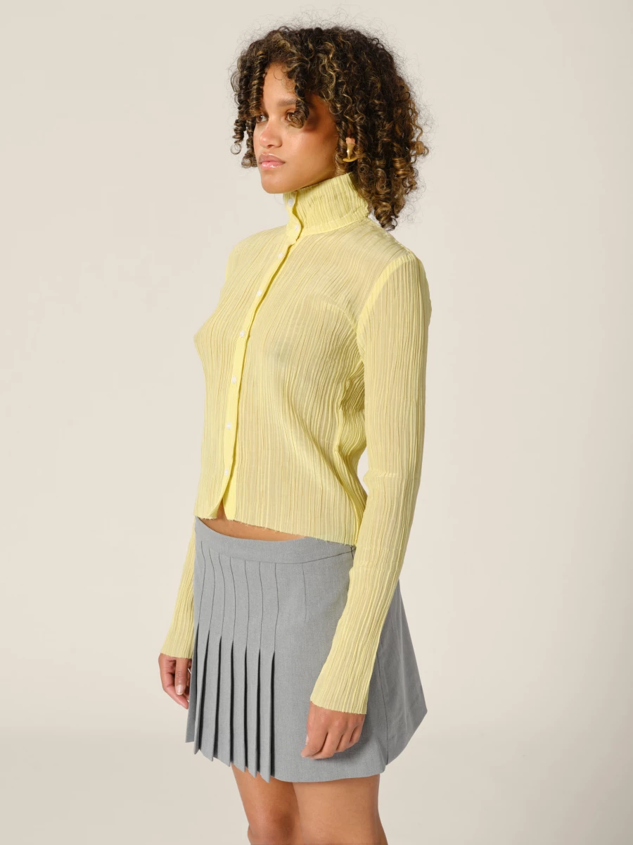 Camicia Gialla 'Chelby' Plissettata Semi-Trasparente