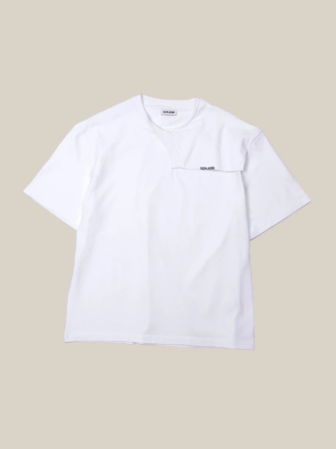 White 'Tiago' Tompe l'oeil Cotton T-Shirt
