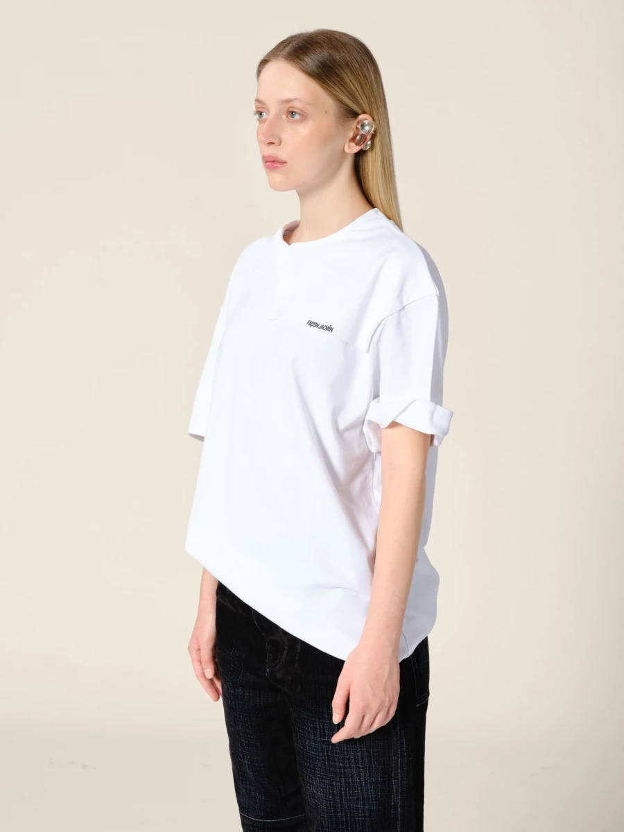 White 'Tiago' Tompe l'oeil Cotton T-Shirt