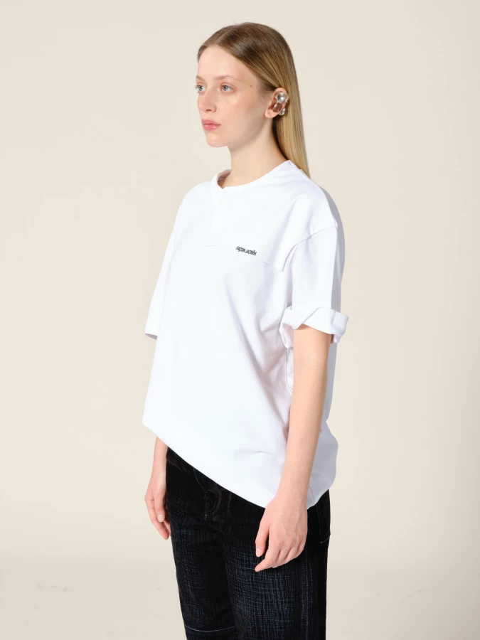 White 'Tiago' Tompe l'oeil Cotton T-Shirt
