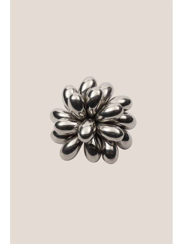Silver-plated 'Pistil Ball' Double Ring