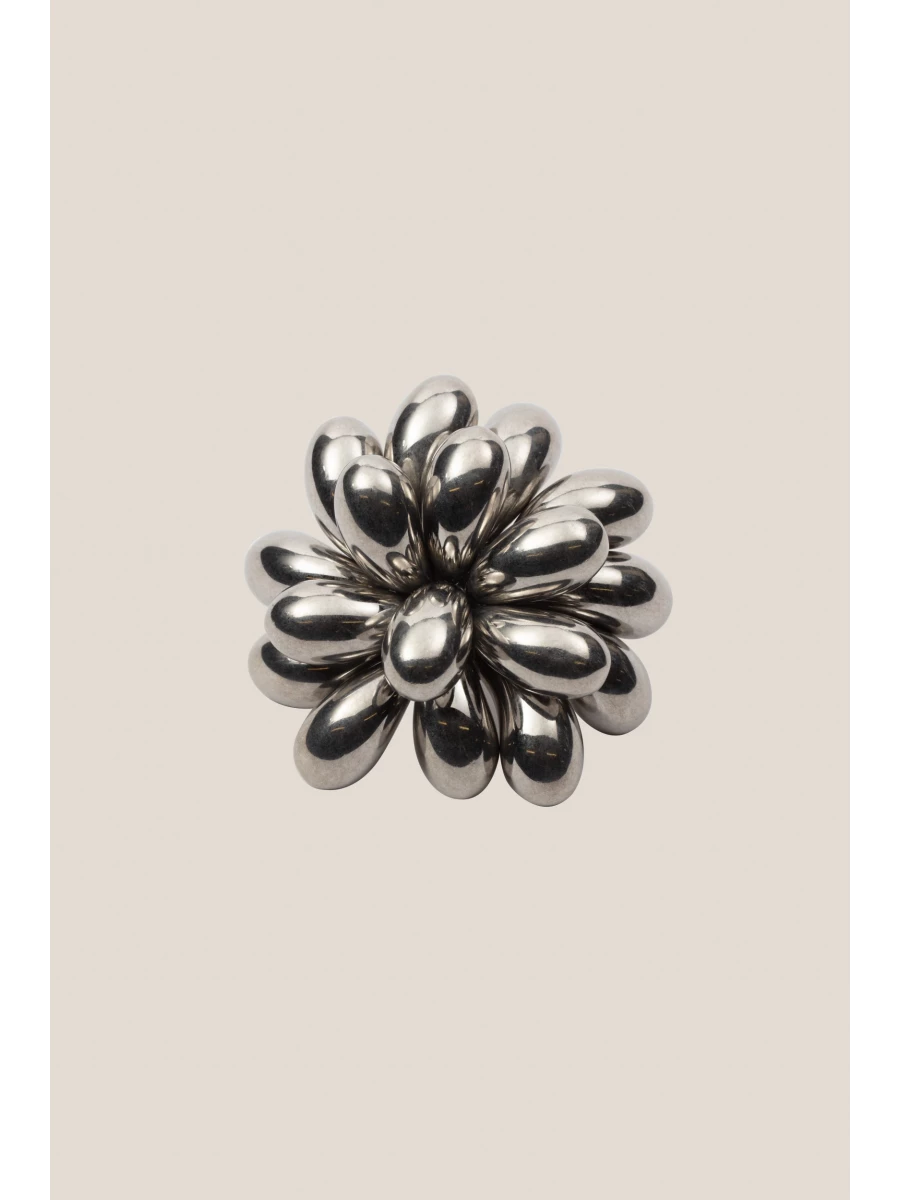 Silver-plated 'Pistil Ball' Double Ring