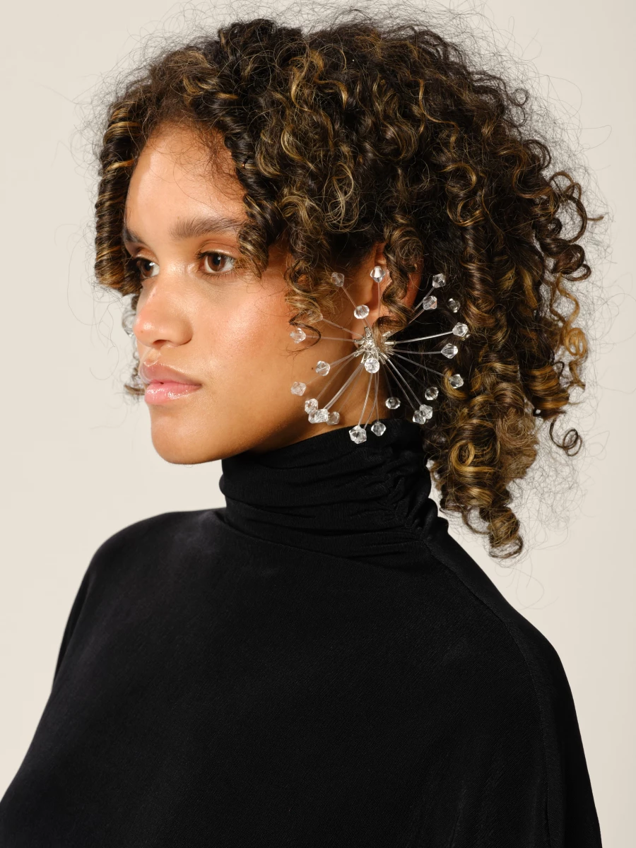 Silver 'Crystal Ball' Earrings