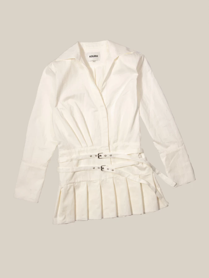 Miniabito Camicia Avorio 'Skylar' con Cinture