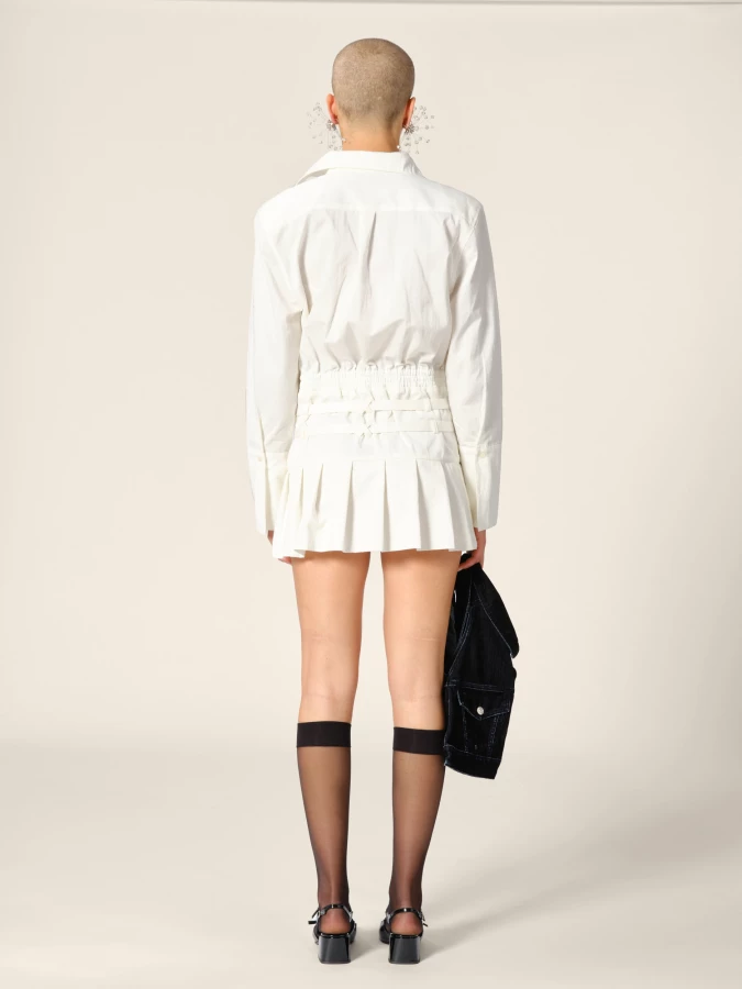 Miniabito Camicia Avorio 'Skylar' con Cinture