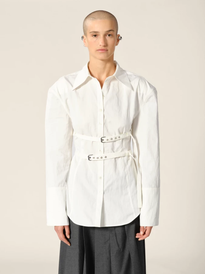 Ivory 'Skylar' Belted Bare Back Shirt