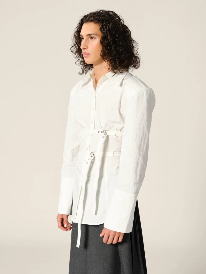 Camicia Avorio 'Skylar' a Schiena Nuda con Cinture