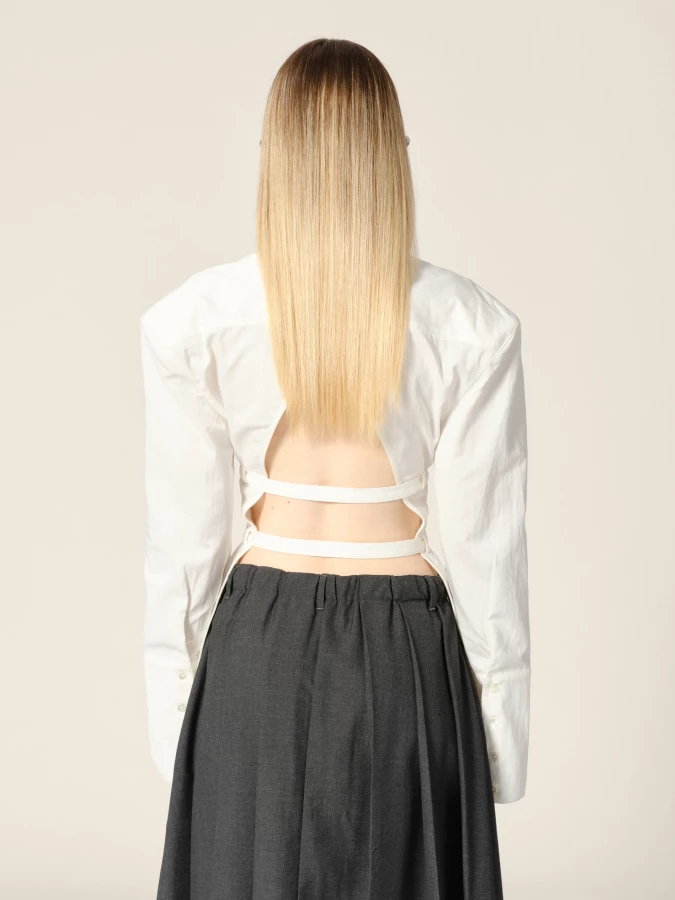 Camicia Avorio 'Skylar' a Schiena Nuda con Cinture