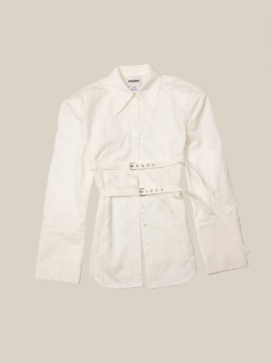 Camicia Avorio 'Skylar' a Schiena Nuda con Cinture