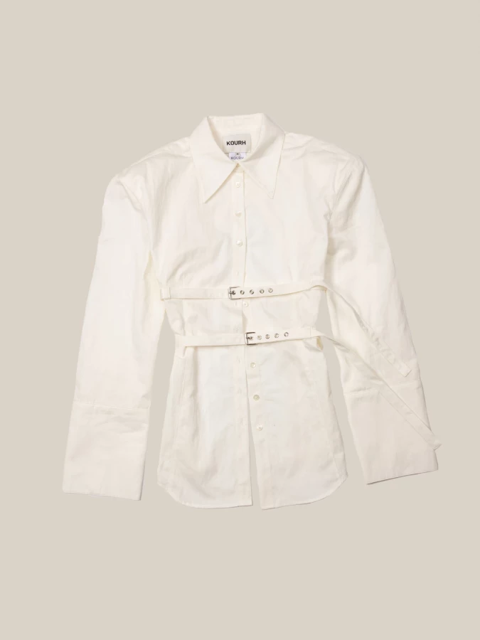 Camicia Avorio 'Skylar' a Schiena Nuda con Cinture