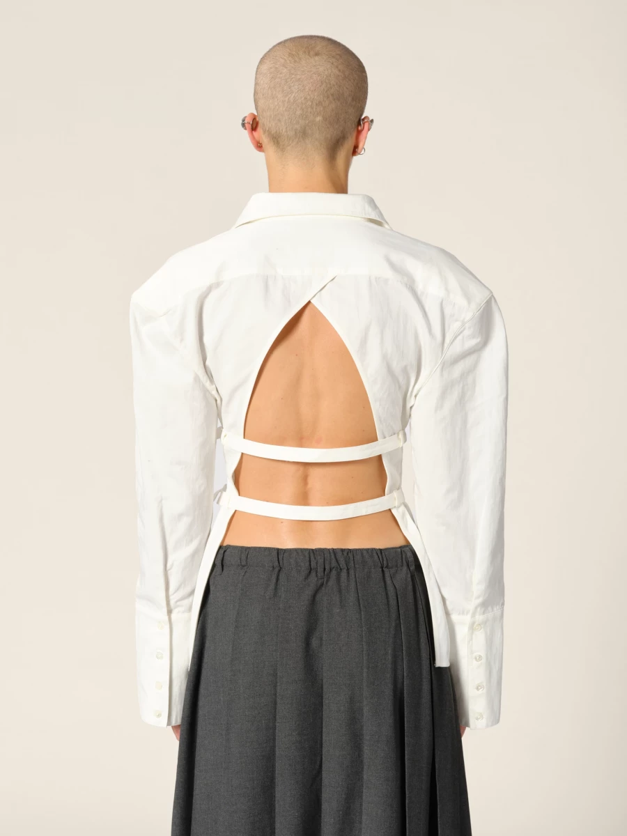 Camicia Avorio 'Skylar' a Schiena Nuda con Cinture