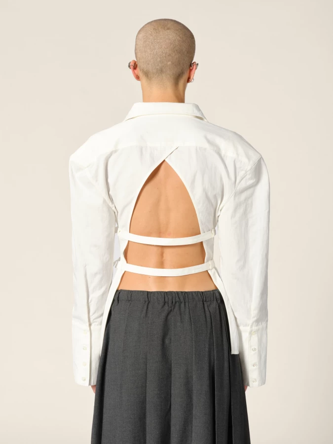Ivory 'Skylar' Belted Bare Back Shirt