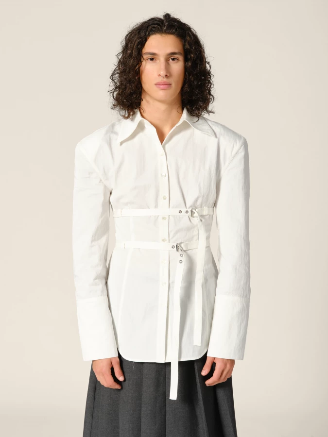 Ivory 'Skylar' Belted Bare Back Shirt