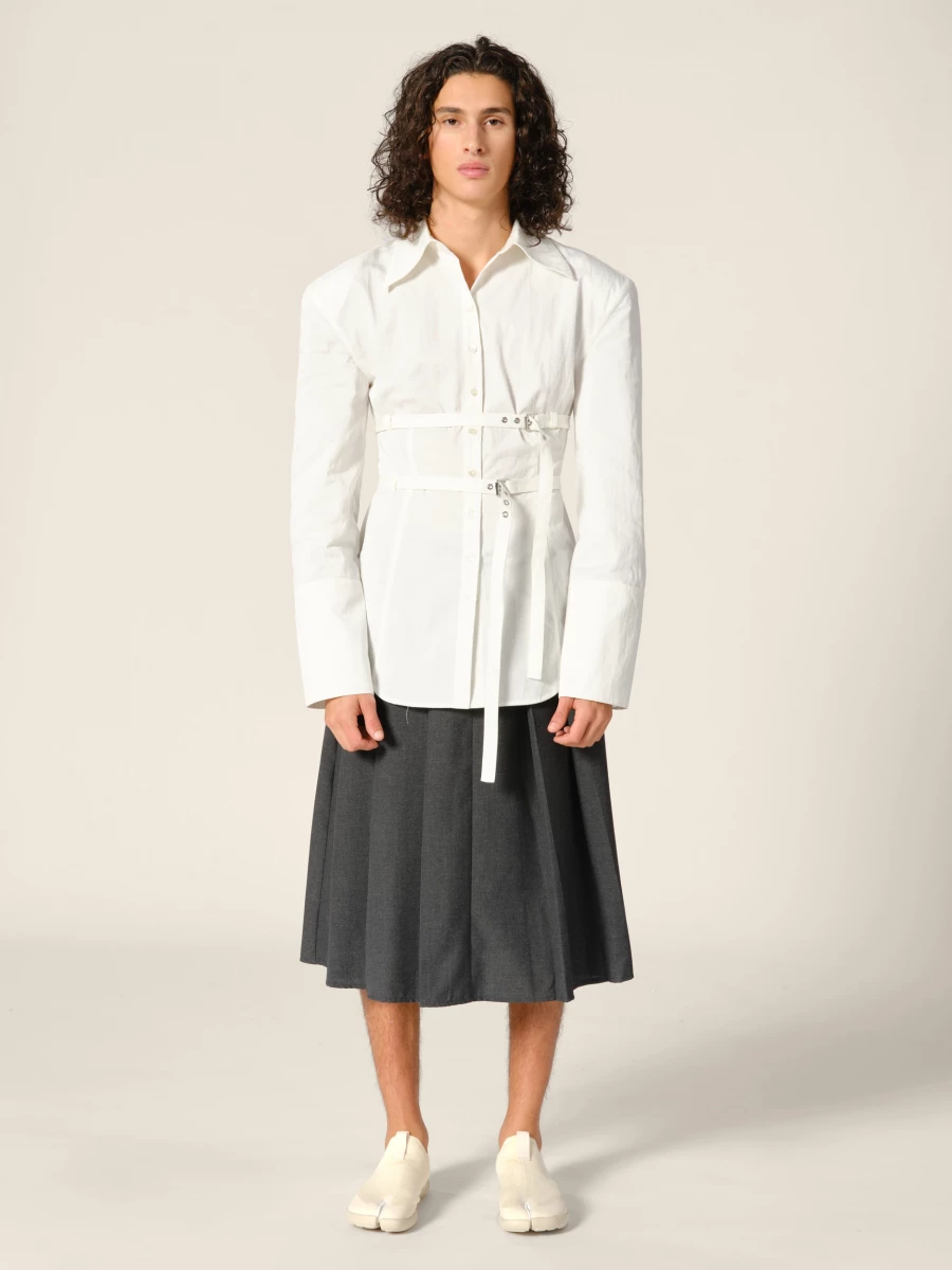 Camicia Avorio 'Skylar' a Schiena Nuda con Cinture