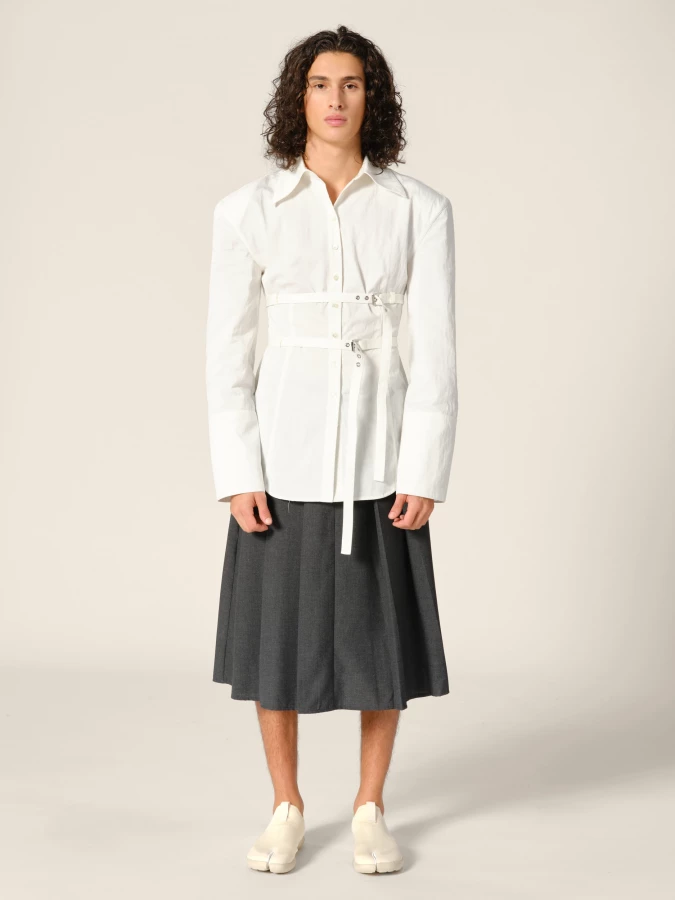 Ivory 'Skylar' Belted Bare Back Shirt