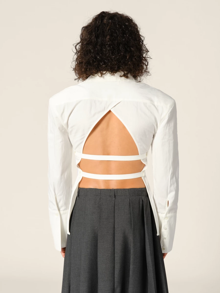 Ivory 'Skylar' Belted Bare Back Shirt