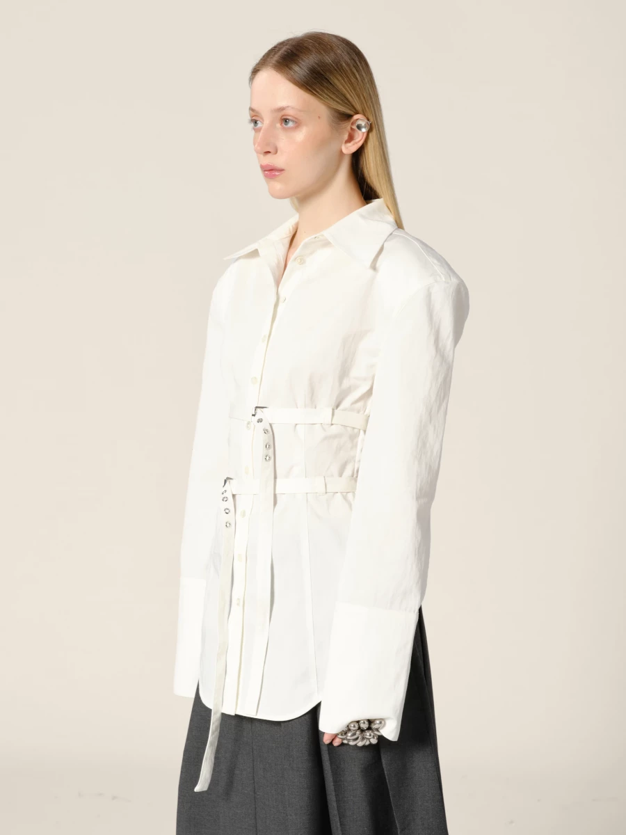 Camicia Avorio 'Skylar' a Schiena Nuda con Cinture