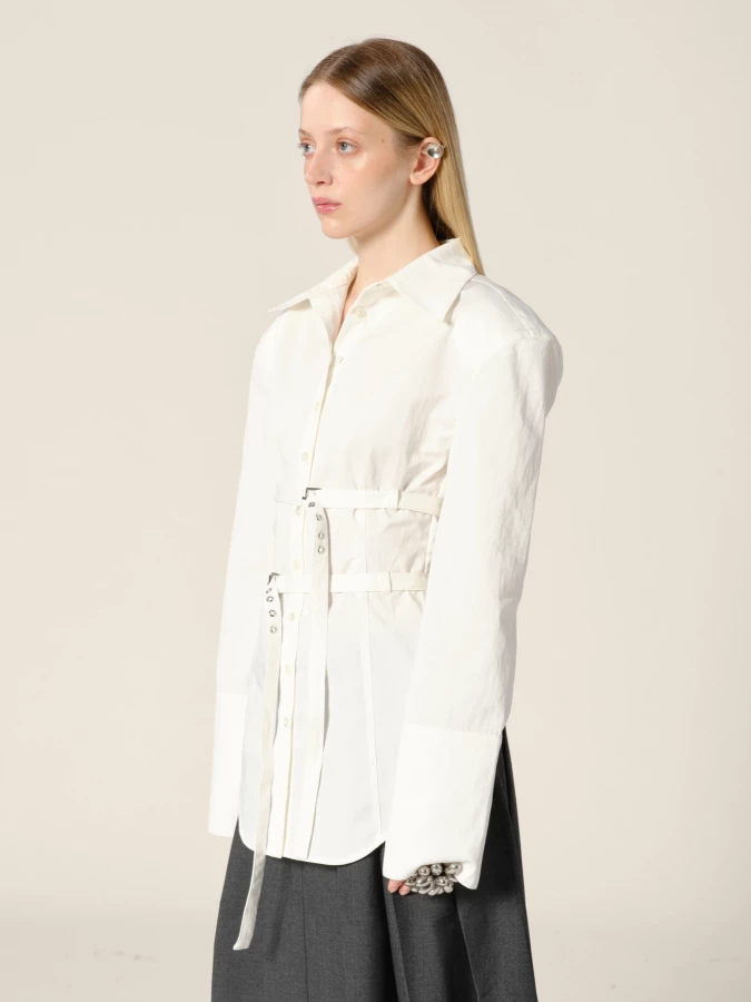 Camicia Avorio 'Skylar' a Schiena Nuda con Cinture