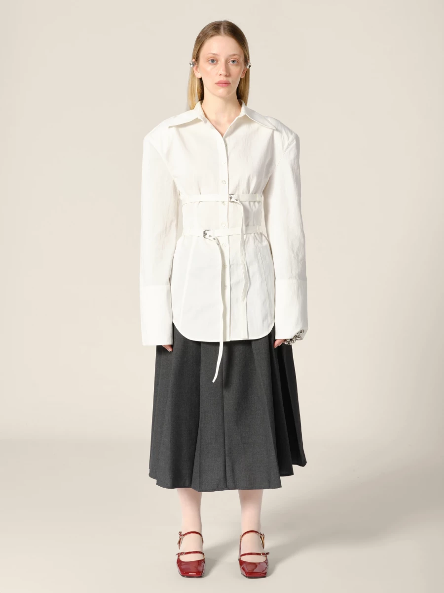 Camicia Avorio 'Skylar' a Schiena Nuda con Cinture