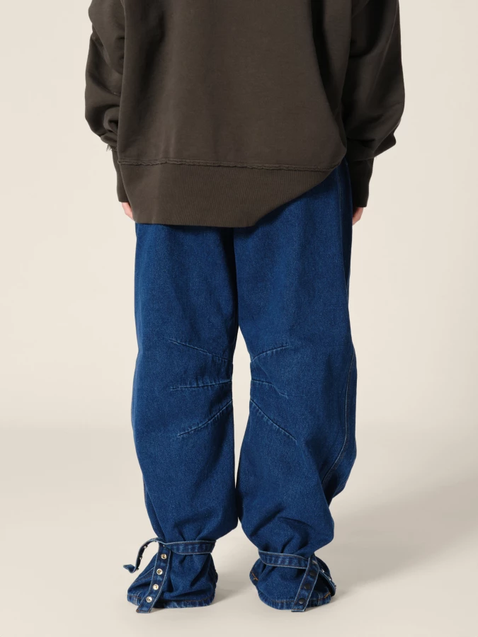 Jeans Blu Scuro 'Skylar' a gamba larga con cinture