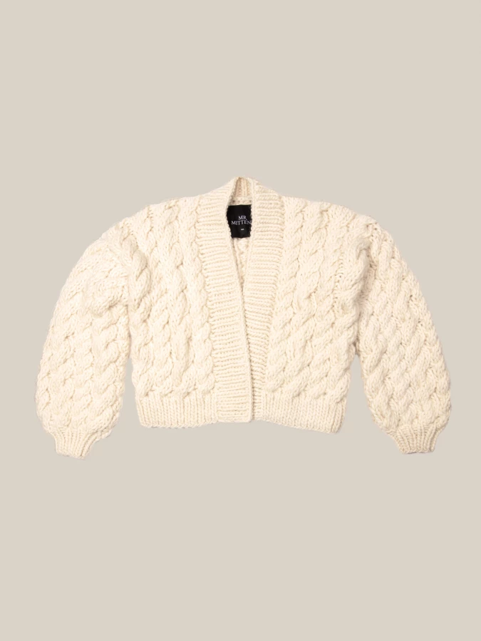 Cardigan Avorio 'Bibi' in pura Lana pesante