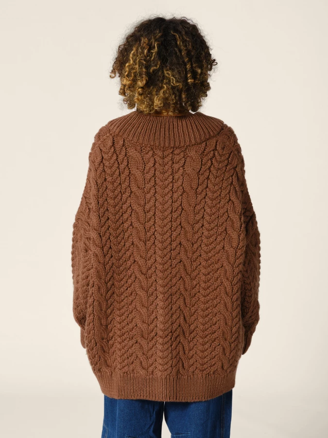 Cardigan Marrone 'Barb' in pura Lana leggera