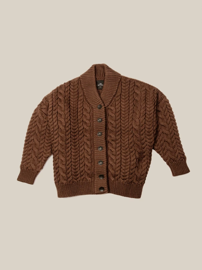 Cardigan Marrone 'Barb' in pura Lana leggera