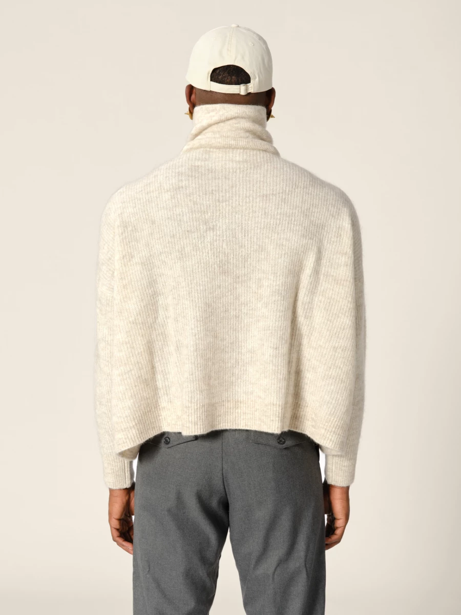 Beige 'Seba' Wool Mohair Half Zip Sweater